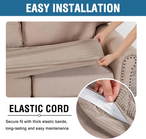 Vista 260 de H.VERSAILTEX Fundas de Cojín de Asiento Individuales Super Elásticas Fundas de Sofá Fundas de Cojín de Sofá Fundas Deslizables Juegos Tela de Sarga