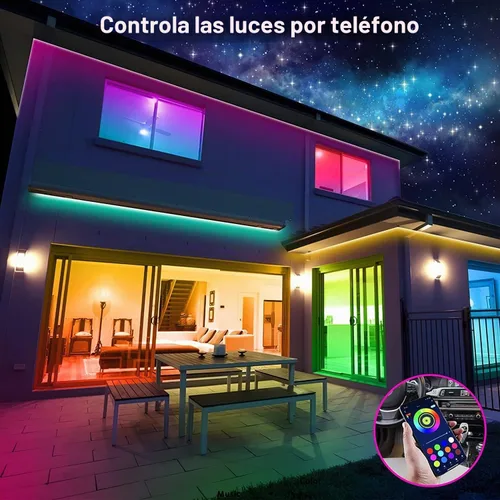 Vista 3 de Tenmiro Tira de luces LED de 32.8 pies, RGB LED inteligente con sincronización de música que cambia de color, tiras de luces LED con control remoto