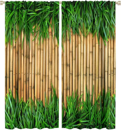 Vista 13 de Cortinas de bambú 3D impresas para exteriores, cortinas de bambú natural japonés zen, sala de estar, cocina, bolsillo para barra, cortinas