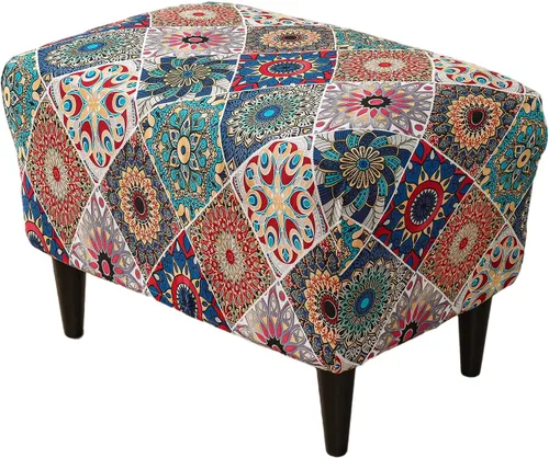 Vista 25 de Funda elástica para silla, funda otomana rectangular de almacenamiento, funda otomana para reposapiés, fundas otomanas para taburete de pie