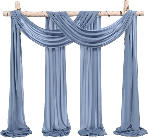 Vista 34 de Tela para Cubrir Arco de Boda, 4 Paneles 71 cm x 6,1 m Telas para Arco de Boda Azul Bebé para Ceremonia, Telas de Gasa para Decoración de Arco