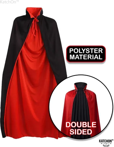 Vista 6 de KatchOn, Unisex Vampire Cape for Adults - Reversible Cape Vampire Black and Red Cape, Vampire Accessories Halloween Party