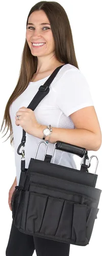 Vista 4 de Estuche abierto para estilista - Bolsa de peluquería con marco de metal resistente - Bolsa de estilista - Bolsa de cosmetología - Organizador