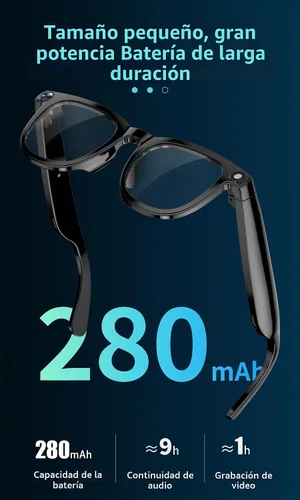 Vista 6 de Lentes inteligentes Bluetooth AI con cámara de 8 MP para hombres y mujeres, traducción en tiempo real, negro, asistente de voz AI integrado, control