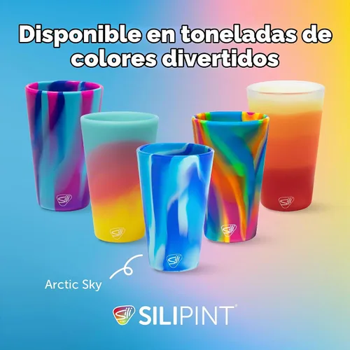 Vista 6 de Silipint Vaso de pinta de silicona de 16 oz – Vaso de silicona reutilizable irrompible sin BPA – Flexible apto para lavavajillas, microondas