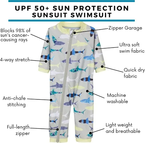 Vista 2 de SwimZip - Traje de baño de manga larga para niño, con protección UPF 50+