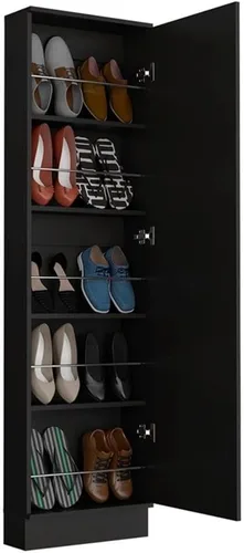 Vista 5 de Tuhome Leto XL - Zapateros de madera para dormitorio, fáciles de montar, color negro Wengue Negro