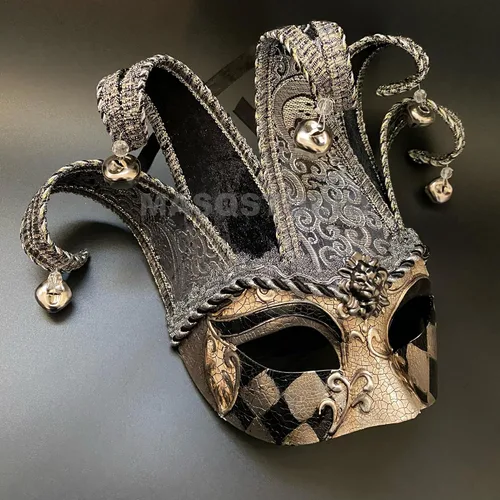 Vista 5 de MASQ STUDIO - Máscara de máscaras para parejas, Jolly Jester Cosplay Mardi Gras baile baile fiesta de cumpleaños o decoración