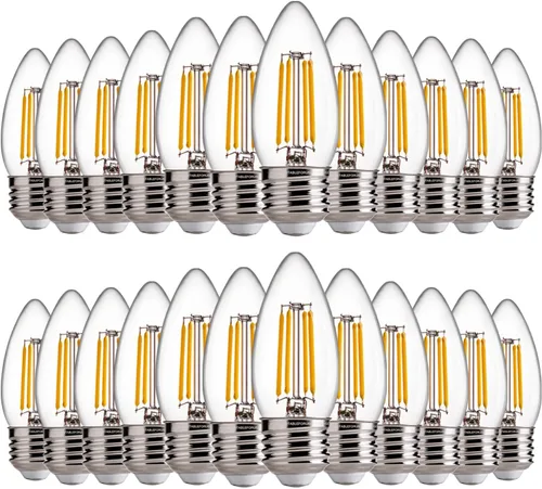 Vista 11 de FLSNT Bombillas LED de Araña Equivalentes a 40W, Bombillas LED Ámbar Regulables B11 E26 Base de Candelabro, 2200K Blanco Cálido, 330LM, Paquete de 6