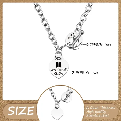Vista 5 de ARETIS Kpop Bangtan - Collar de regalo para niños Be the best J-HOPE JIMIN JIN JK RM SUGA V Collar Bangtan Boys Lover Jewelry Regalo para niños fans