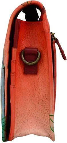 Vista 3 de Anna by Anuschka Cartera de cuero genuino pintada a mano para mujer con dos pliegues en una cuerda