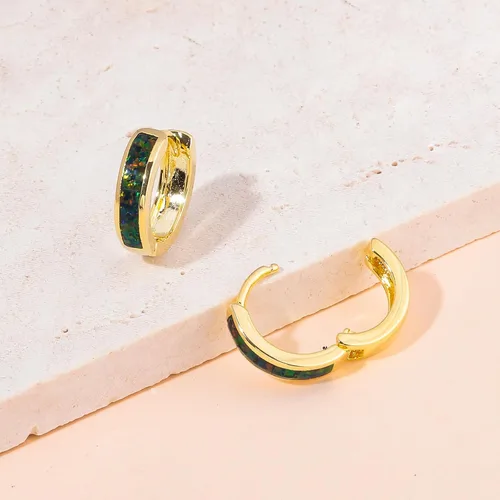 Vista 242 de CiNily Aretes Huggie de ópalo con bisagras, chapados en oro, hipoalergénicos, pequeños aretes de aro para mujeres, adolescentes, niñas, hombres