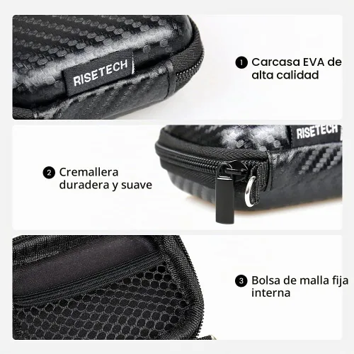 Vista 3 de Funda rígida para auriculares, bolsa de almacenamiento de auriculares de EVA, pequeña bolsa con cremallera compatible con auriculares con cable, JBL