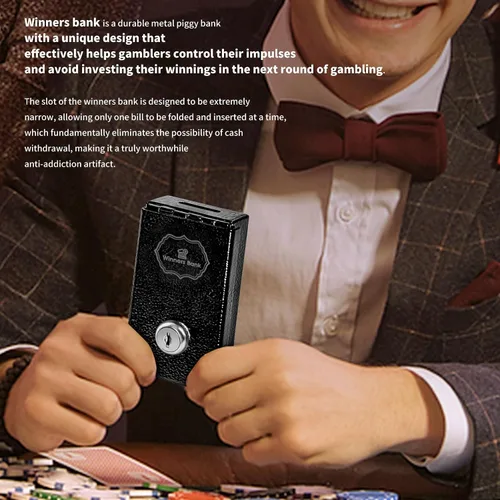 Vista 6 de Banco de ganadores, caja de metal para jugadores, banco ganador con llave de casino, mini caja de seguridad para jugadores, caja de juego portátil
