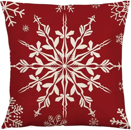 Vista 8 de HOMMES Juego de 4 fundas de almohada navideñas de 18 x 18 pulgadas, decoración de invierno, de tela de algodón y lino, para decoración de sofá