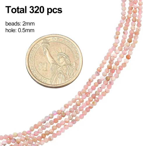 Vista 3 de LiQunSweet 320 cuentas redondas de ópalo rosa genuino natural de 0.079 pulgadas, cuentas sueltas de cristal para mujeres, hombres y niñas, cuentas