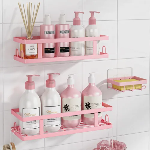 Vista 7 de Youvip Organizador de ducha adhesivo sin taladro, organizador de baño con soporte para jabón, estantes inoxidables de gran capacidad para ducha
