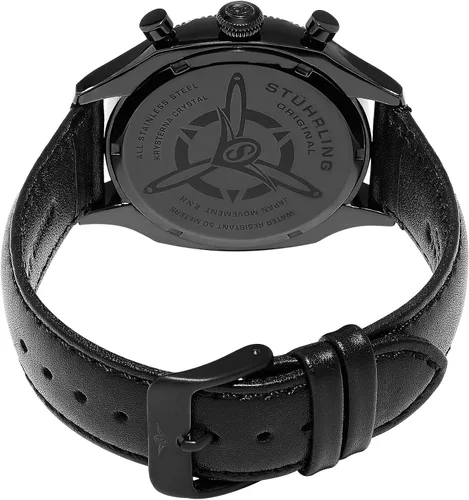 Vista 4 de Stuhrling Original 58402 Mónaco Reloj de cuarzo con pantalla analógica color negro