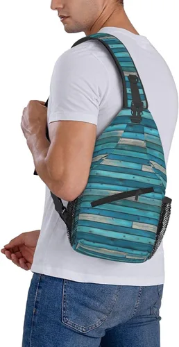 Vista 6 de Small Crossbody Bags for Women Men - Vintage Green Wood Grain Print Adjustable Shoulder Bag Fanny Packs Belt Sling Bag Crossbody Purses Backpack for