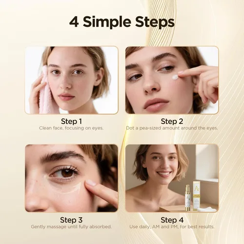 Vista 8 de Suero hidratante para ojeras e hinchazón – Cafeína, retinol, niacinamida, péptidos – Antiarrugas, reafirmante, suaviza las líneas finas