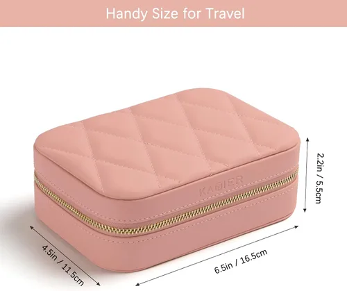 Vista 5 de KAMIER Cajas de joyería pequeñas para mujer caja organizadora de joyas de terciopelo para aretes anillos collares bonita caja de joyería