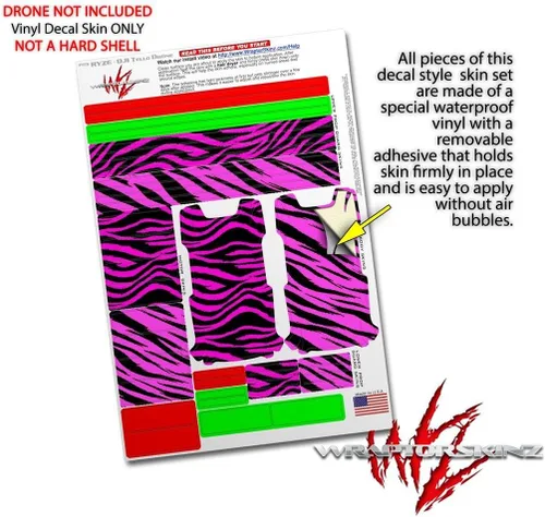 Vista 4 de Skin Decal Wrap 2 Pack para DJI Ryze Tello Drone Rosa Zebra Drone No Incluido