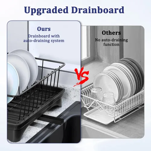 Vista 5 de Aonee Escurridor de platos, escurridor de platos con escurridor, soporte para cubiertos, escurridor de platos para encimera de cocina