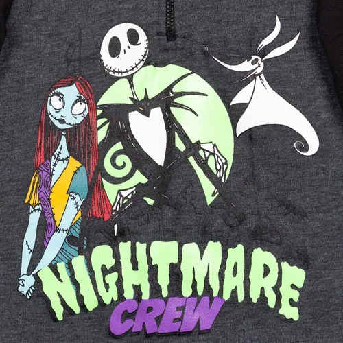 Vista 4 de Disney Nightmare Before Christmas Jack Skellington Oogie Boogie Sally - Sudadera con capucha de forro polar con cremallera de un cuarto para niños