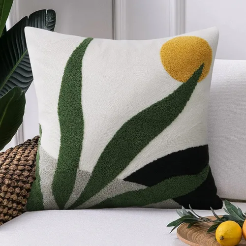 Vista 10 de JASEN Funda de almohada bordada de gato de 18 x 18 pulgadas, funda de almohada decorativa de algodón para sofá, dormitorio, sala de estar, casa