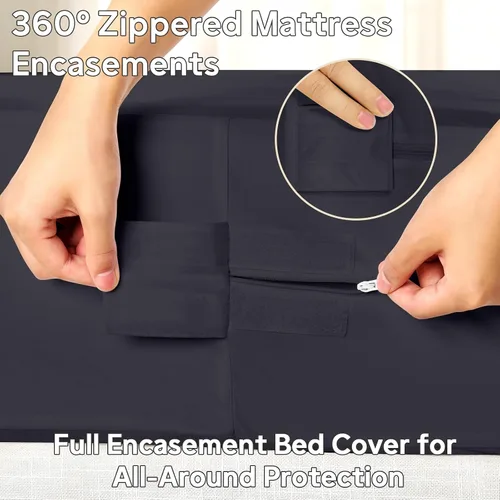 Vista 4 de Protector de colchón Twin XL impermeable (12"-16" de profundidad) – Funda protectora de colchón con cremallera premium, silenciosa, transpirable