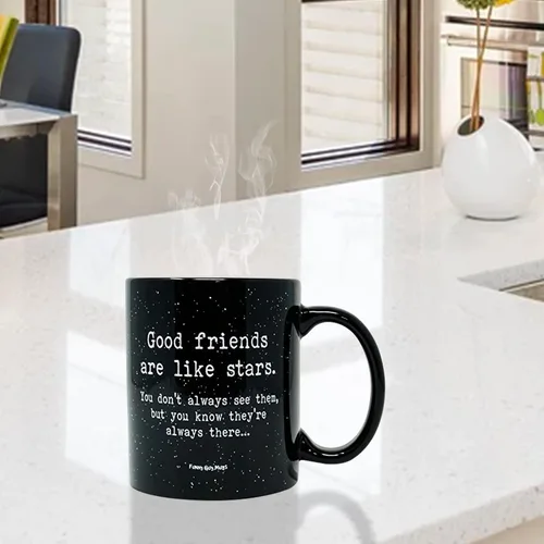 Vista 3 de Funny Guy Mugs Good Friends Are Like Stars Taza de café de cerámica – 11 oz – Taza de café divertida ideal para mujeres y hombres – Divertida taza