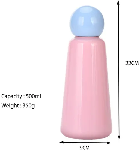 Vista 2 de Botella de agua de acero inoxidable de 17 onzas de aproximadamente 16.9 fl oz, botella de agua aislada al vacío, botella de agua de metal para azul