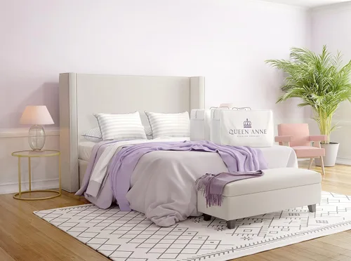 Vista 2 de Queen Anne Almohada de lujo con 25 % plumón + 75 % plumas, almohada de mezcla de plumas de ganso y pato para dormir, de espalda, de lado, boca abajo