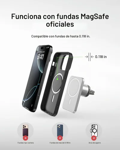 Vista 5 de Belkin MagSafe Vent Mount Pro - Soporte de teléfono compatible con MagSafe para automóvil - Soporte magnético inalámbrico para teléfono para iPhone