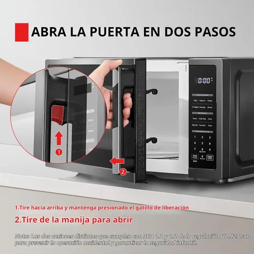 Vista 6 de TOSHIBA ML4-EM09PA(BS) - Pequeño horno microondas de encimera con 6 menús automáticos, función de silencio, bloqueo para niños, elementos esenciales
