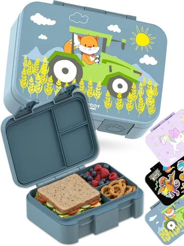 Vista 43 de BEARFOOT Lonchera infantil con compartimentos – Compacta y ligera A prueba de fugas, sin BPA, apta para lavavajillas Diseño dibujado a mano