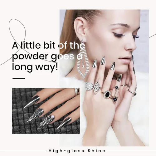 Vista 7 de Beetles - Esmalte de uñas de gel, 1 unidad de 0.5 onzas líquidas de color negro Audrey, lámpara de uñas de gel con polvo de uñas cromado, efecto
