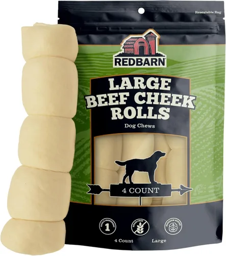 Vista 10 de Redbarn Pet Products Rollos de mejillas de res totalmente naturales para perros, mejillas de vaca sin granos, ricos en colágeno, disponibles