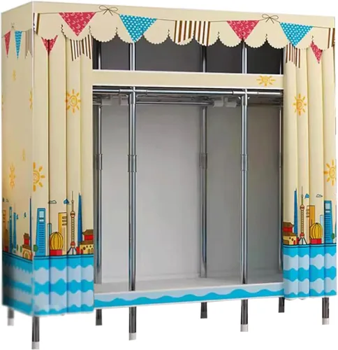 Vista 17 de large closets Portable Wardrobe Closet Thickened Steel Pipe Clothes Closet for Bedroom Hanging Large Closet Lightweight Portable Closet Space-saving