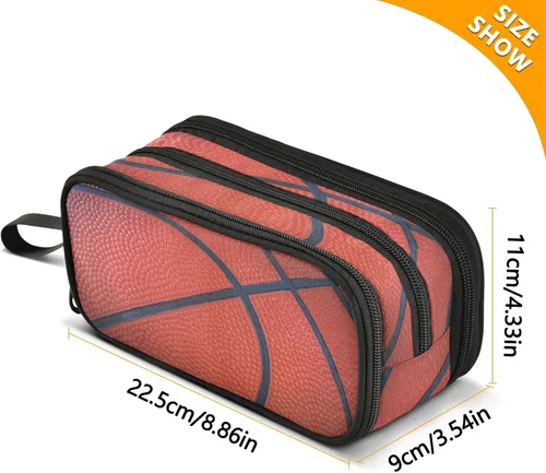 Vista 3 de Kcldeci Estuche para lápices con textura de baloncesto, gran capacidad, estuche para lápices, bolsa para lápices, bolsa para escuela