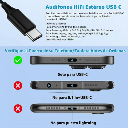 Vista 6 de Samsung - Auriculares con cable USB C, auriculares con cable tipo C, con cable trenzado, auriculares intrauditivos con micrófono para Samsung Galaxy