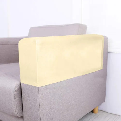 Vista 2 de Garneck 2 fundas de tela elástica para reposabrazos antideslizantes, de elastano, para sillón reclinable, protector de muebles, color beige