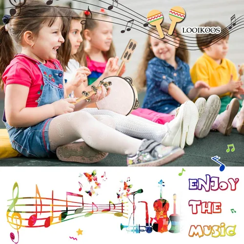 Vista 2 de LOOIKOOS Instrumentos musicales para niños pequeños, juego de música ecológico para niños preescolares educativo, instrumentos de percusión