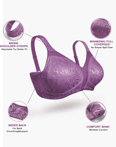 Vista 5 de Deyllo Brasier reductor cómodo de cobertura completa para mujer, sin varillas, sin relleno