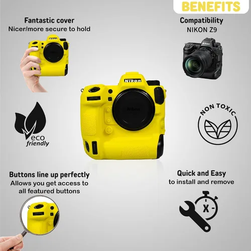 Vista 15 de Funda de cámara para Nikon Z9 - Funda protectora de silicona DSLR, jaula desmontable, a prueba de golpes, a prueba de polvo (negro)