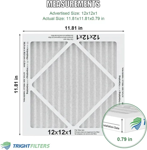Vista 2 de TRIGHTFILTERS 12x12x1 Filtro de aire 4 paquete, MERV 8 Filtros de aire plisados de defensa contra el polvo de reemplazo para aire acondicionado HVAC