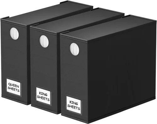 Vista 15 de SpaceAid Paquete de 3 Organizadores de Sábanas y Almacenamiento, Organizador de Armario de Ropa de Cama Plegable, Guardador de Juegos de Sábanas