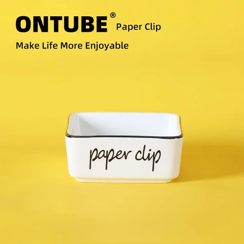 Vista 7 de ONTUBE - Soportes de clip de papel de cerámica estilo granja para escritorio, 3.3 pulgadas, blanco Ceramic, farmhouse, 3.3in, white, paper clip