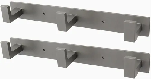 Vista 19 de Perchero, 3 Ganchos Triples de Acero Inoxidable Resistente, Ganchos de Pared Montados en la Pared, Barra de Ganchos Rústica para Ropa/Llaves