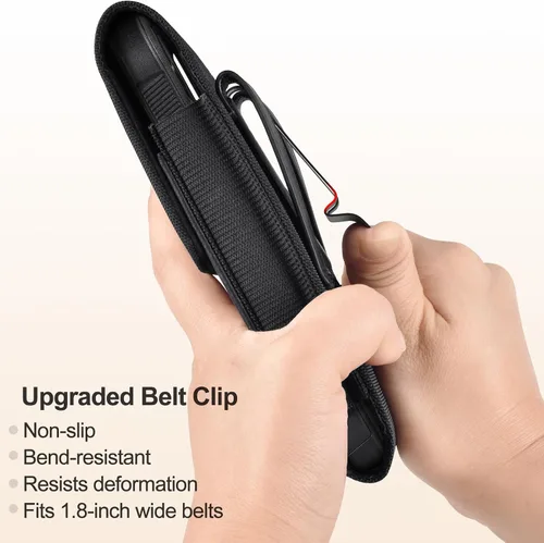 Vista 3 de ykooe Funda compatible con iPhone 16 15 14 13 12 Pro Galaxy S25 S24 S23 S22 S21 S20, funda de nailon para cinturón de teléfono celular con clip